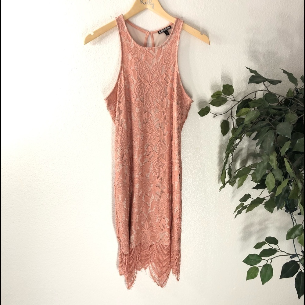Express Light Pink Lace Dress